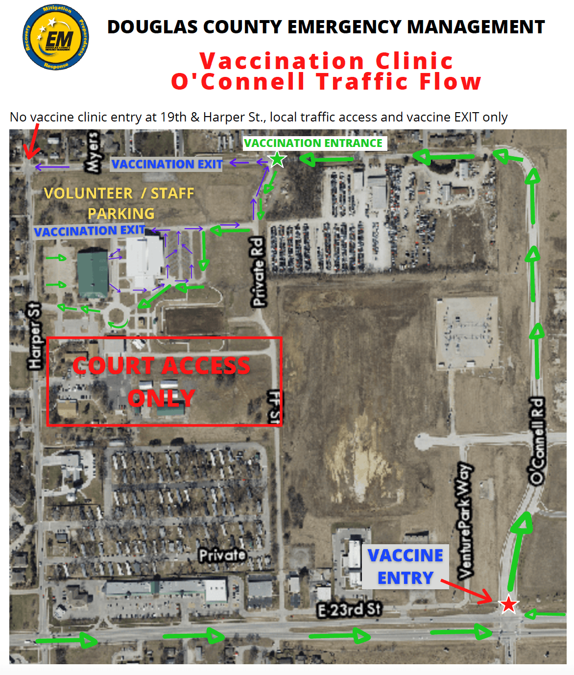 O'Connell Map Vaccine Clinics